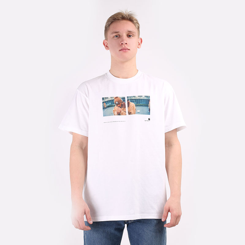 мужская черная футболка Carhartt WIP S/S Backyard T-Shirt I029064-white - цена, описание, фото 3